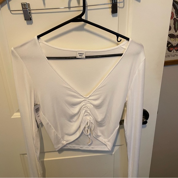 Sunday best vida top shirt blouse never worn NTW m white long sleeve coquette - Picture 3 of 10